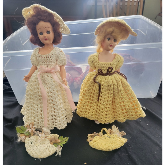 Unbranded Other - Vintage Peggy Ann Dolls W/ Crochet Dresses, Hats and Flower baskets